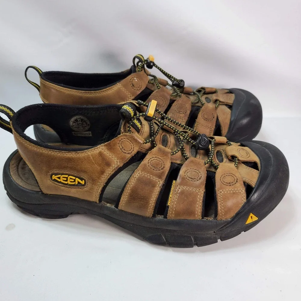 KEEN Newport Premium Sandals Mens 11 Brown Leather Waterproof Hiking Sport Shoes